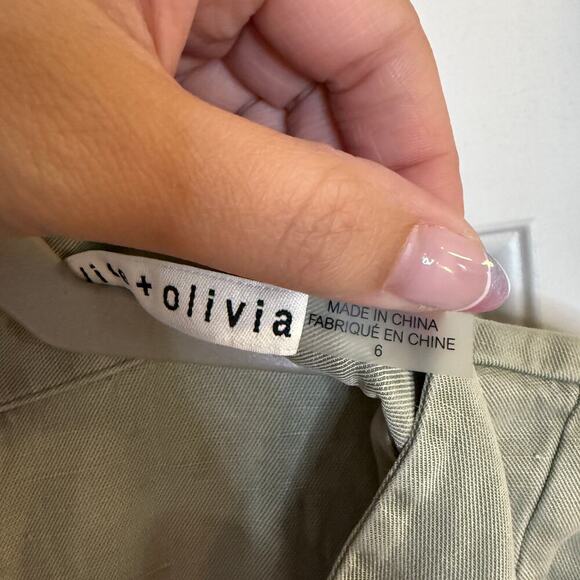 Alice + Olivia Leonarda Jumpsuit Cropped Belted Linen Blend Light Green Size 6 - Picture 5 of 7